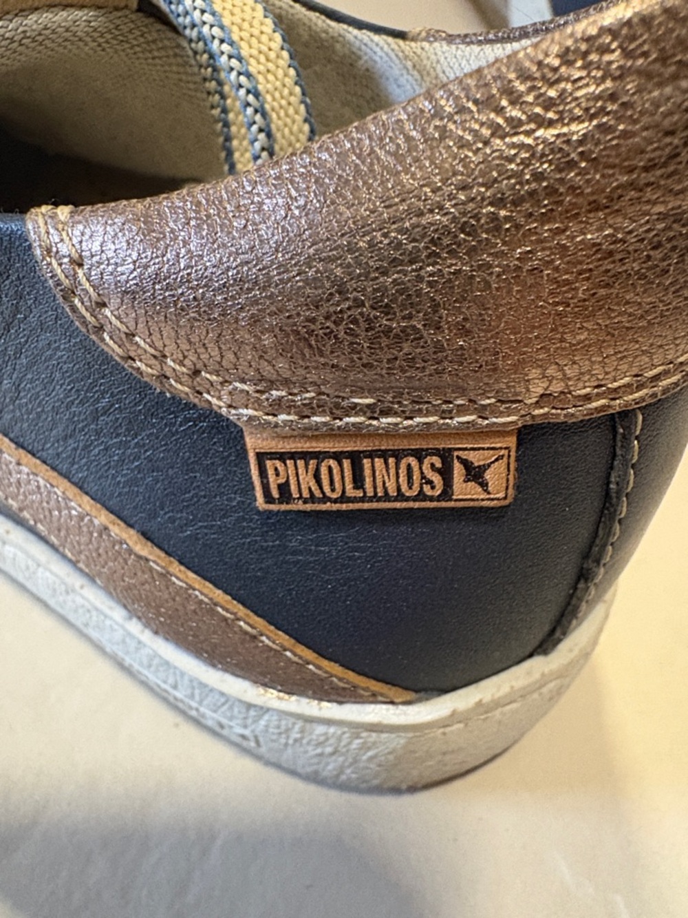 PIKOLINOS LANZAROTE Navy and Metallic Bronze Leather Casual Sneakers - Picture 2 of 9